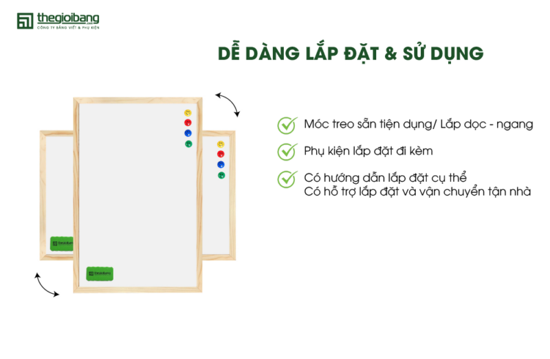 Bảng gỗ treo tường dễ dàng lắp đặt