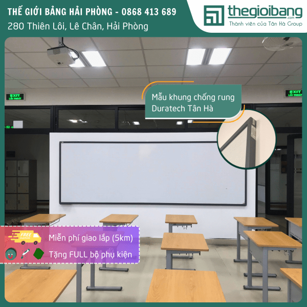 Bảng từ trắng treo tường chống rung Duratech bề mặt Hàn Quốc Dongkuk Korea