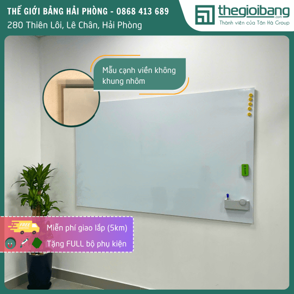 Bảng từ trắng treo tường không khung viền bề mặt Hàn Quốc Dongkuk Korea