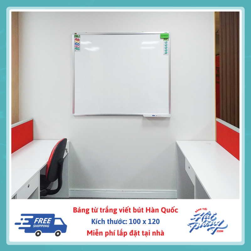 Kích thước bảng từ trắng treo tường 100 x 120 trong thực tế tại văn phòng