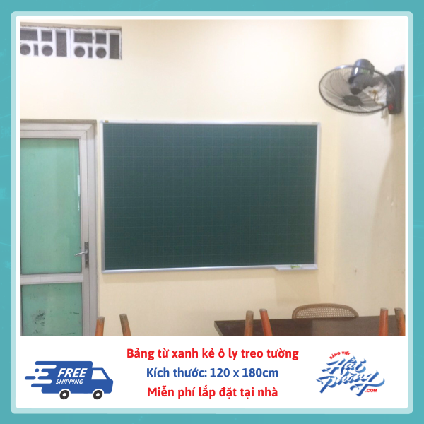Bang tu xanh ke o ly treo tuong 120 x 180cm