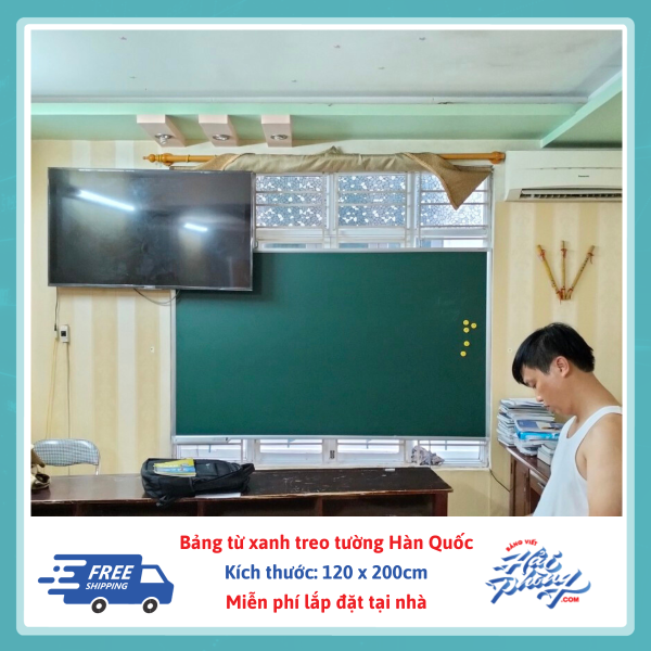 Bang tu xanh treo tuong Han quoc 120 x 200