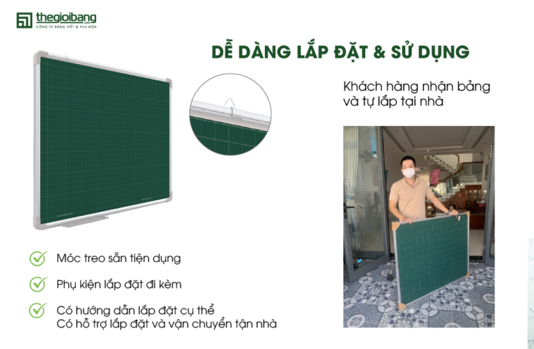 Bảng viết phấn Easyboard dễ dàng lắp đặt và sử dụng