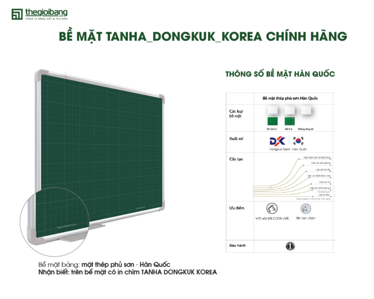 Bảng ô ly có bề mặt chính hãng Hàn Quốc