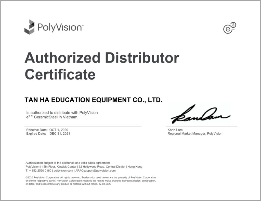 Chứng nhận từ nhà sản xuất mặt bảng Ceramic dành cho Tân Hà