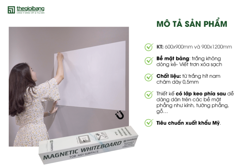 Mô tả sản phẩm bảng trắng dán tường