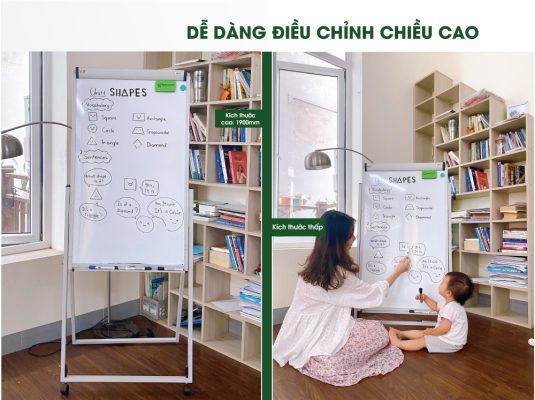Ưu điểm bảng flipchart: Dễ dàng điều chỉnh chiều cao