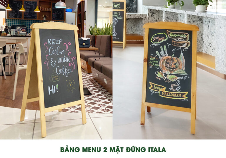 Bảng đen menu viết phấn 2 mặt đứng ITALA