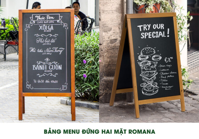 Bảng đen viết bút dạ quang chân đứng 2 mặt ROMANA