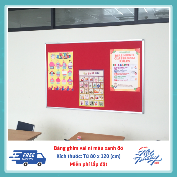 Bang ghim treo tuong mau do khung nhom