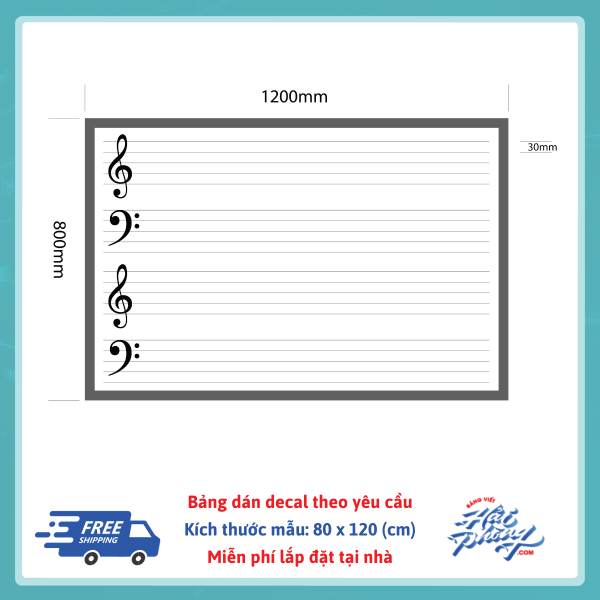 Bảng khuông nhạc dán decal PP