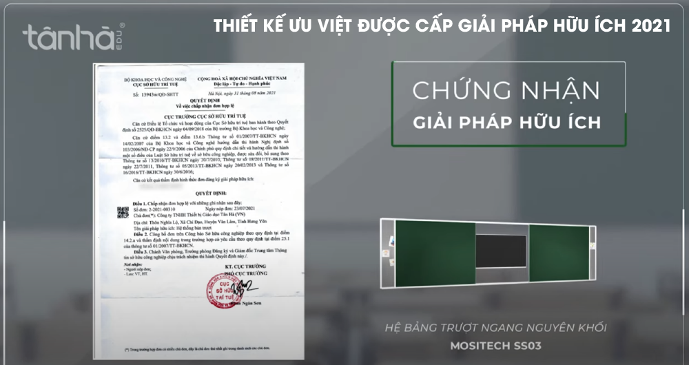 Bảng trượt ngang SS03 Mositech được cấp chứng nhận giải pháp hữu ích 2021