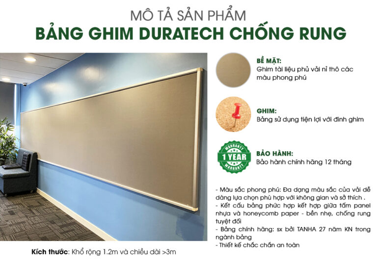 Mô tả bảng ghim vải nỉ chống rung duratech