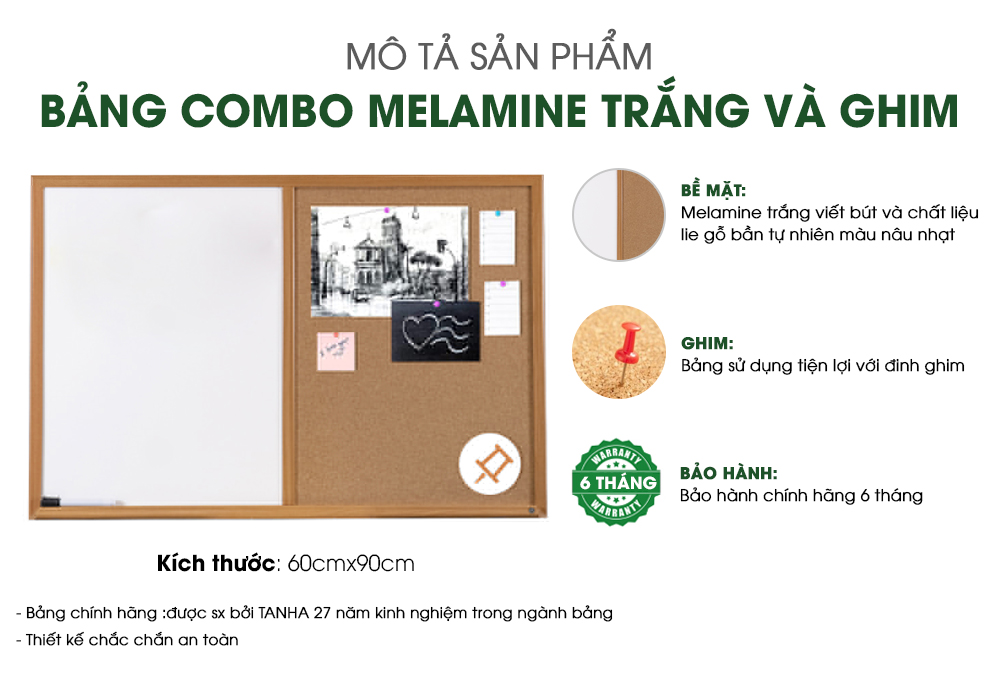 Mô tả sản phẩm bảng ghim Lie và viết Melamin (Foocmica)