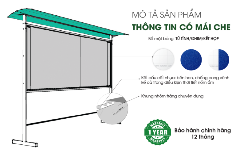 Mô tả sản phẩm bảng thông tin ngoài trời có mái che