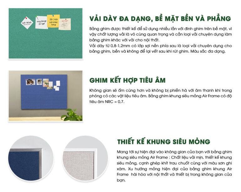 Ưu điểm của bảng ghim treo tường khung Air