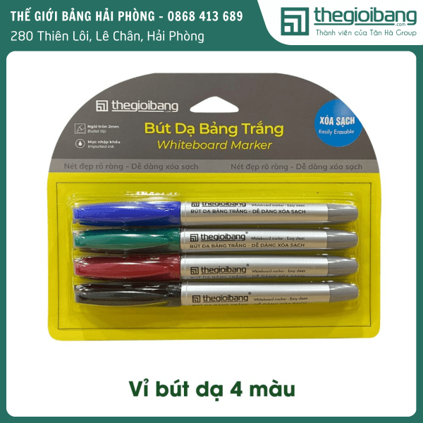 Vỉ bút dạ 4 màu ngòi nhỏ