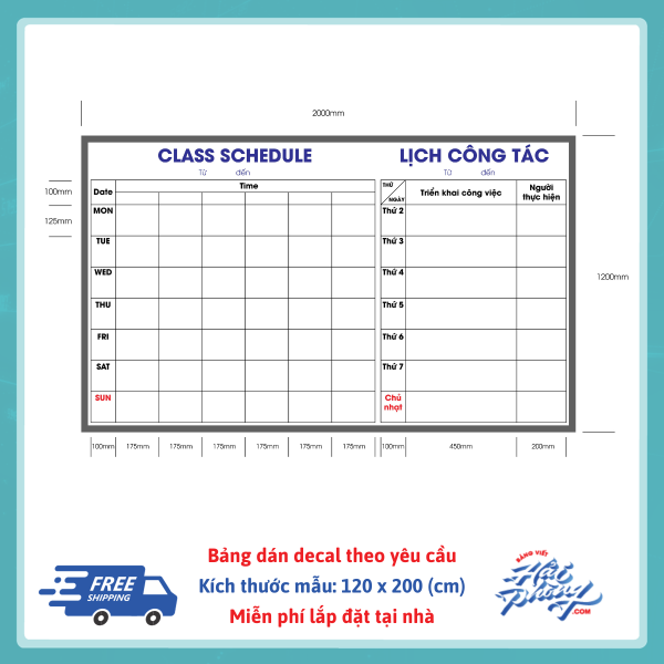 bang lich cong tac va ke hoach lop hoc