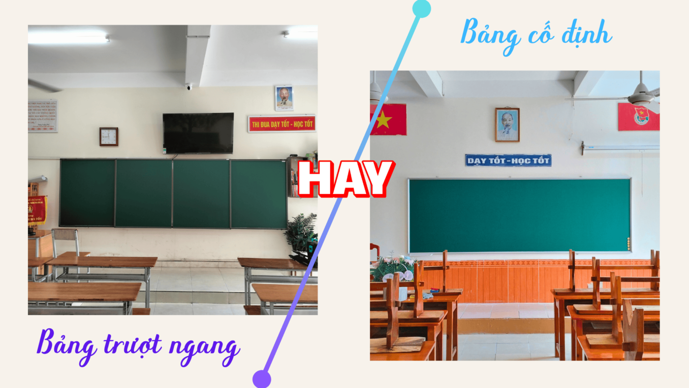 bảng dạy học giá rẻ, chọn bảng cố định hay bảng trượt ngang