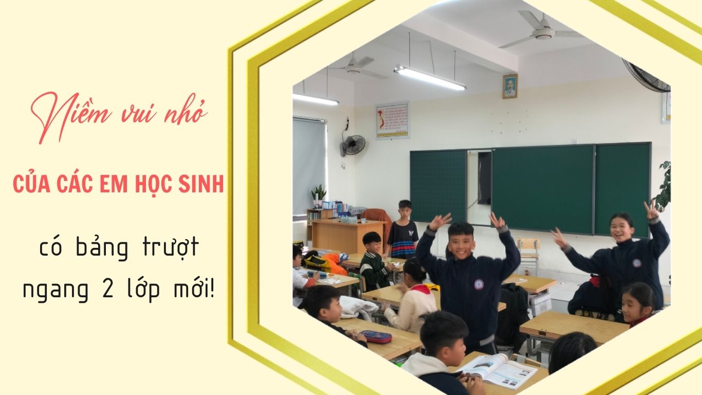 bảng trượt ngang 2 lớp mới cho học sinh